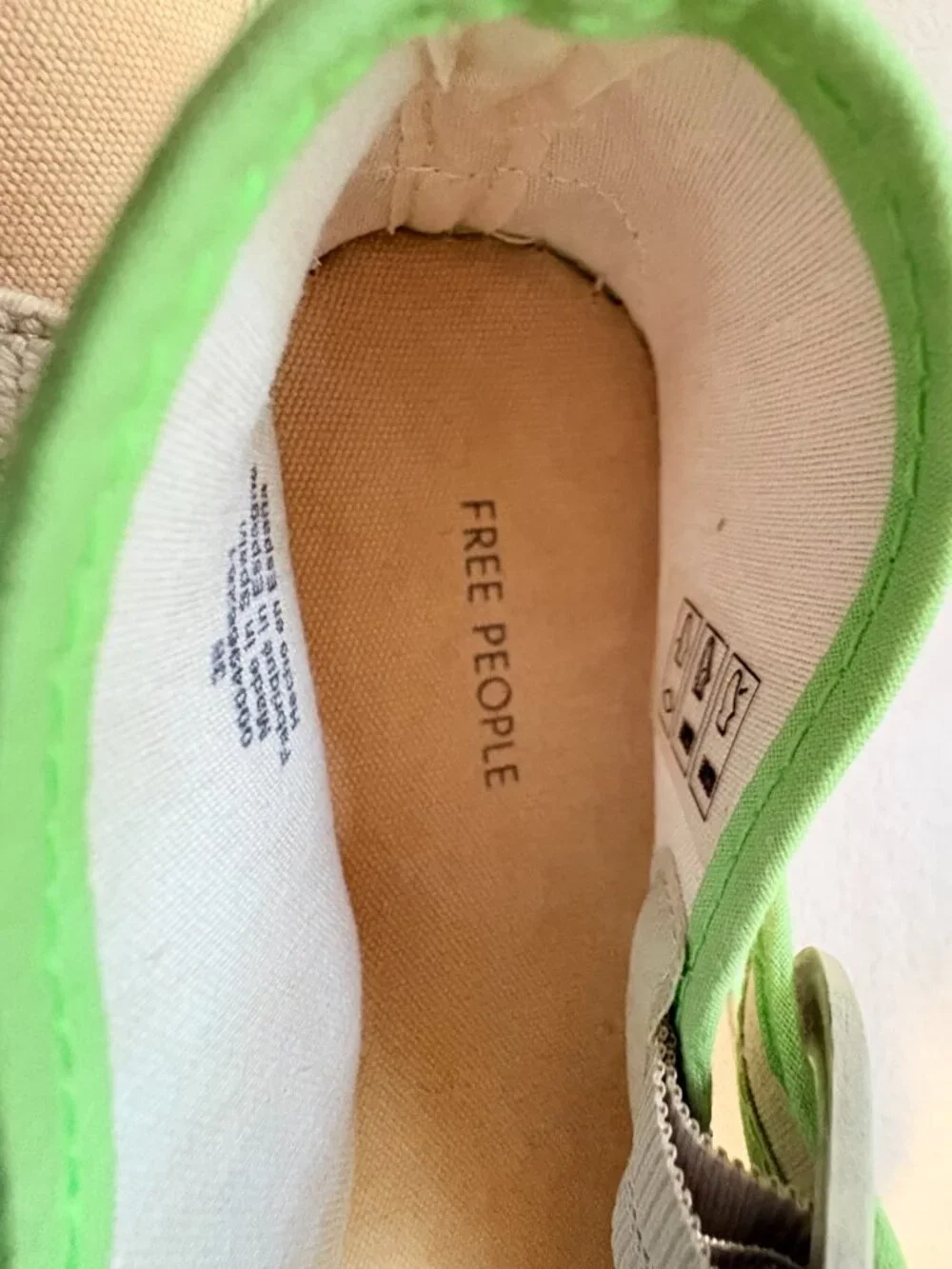 NWOB Free People Surfside Mary Jane Espadrille Flats Tan Beige Lime Size 38